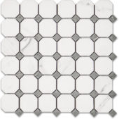 Treasure Statuario Polished Octagon/Dot Mosaic | Young Interiors Flooring Center