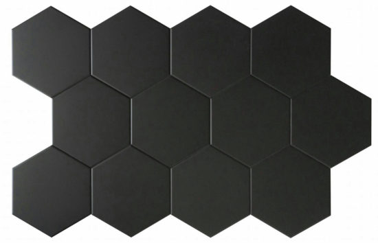 Vida 5.5X6.3” Black Hexagon | Young Interiors Flooring Center