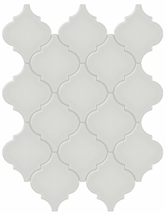 Warm Grey Glossy Arabesque Mosaic | Young Interiors Flooring Center