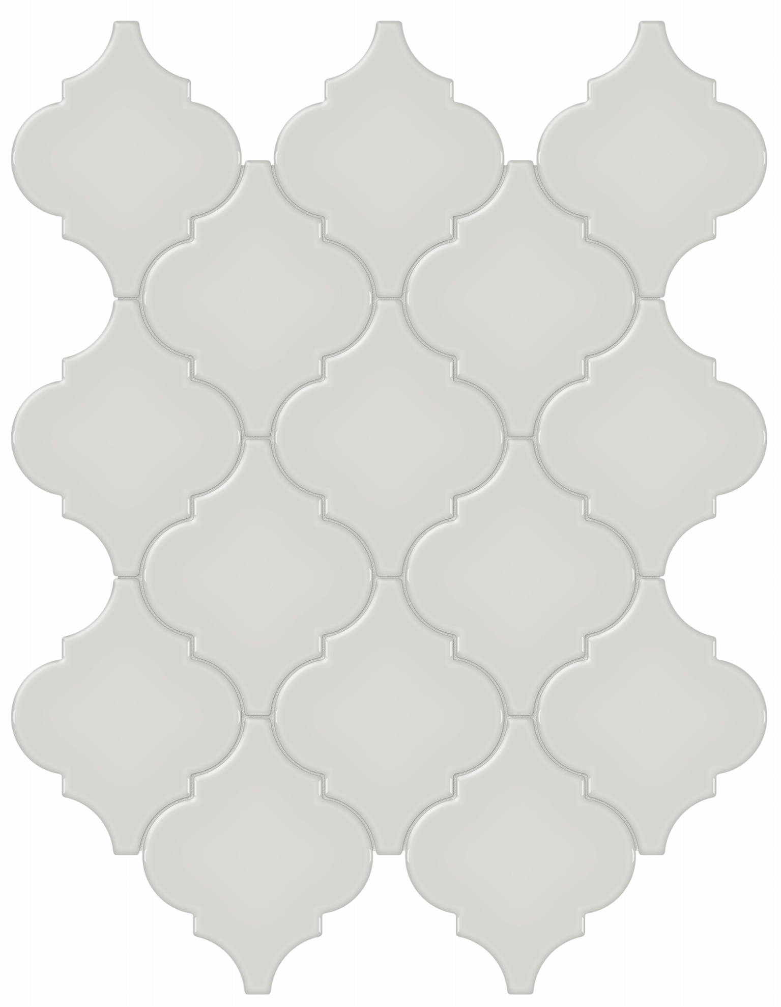 Warm Grey Glossy Arabesque Mosaic | Young Interiors Flooring Center