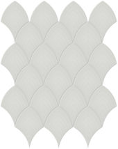 Warm Grey Glossy Scallop Mosaic | Young Interiors Flooring Center