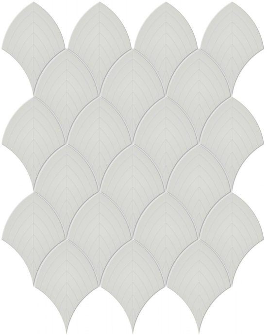 Warm Grey Glossy Scallop Mosaic | Young Interiors Flooring Center