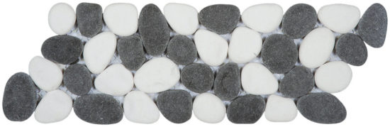White & Black Reconstituted Pebble Interlocking Mosaic | Young Interiors Flooring Center