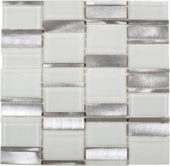 White Glass & Aluminum Mix Mosaic | Young Interiors Flooring Center