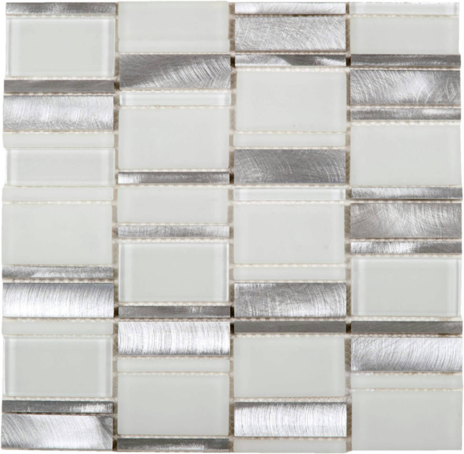 White Glass & Aluminum Mix Mosaic | Young Interiors Flooring Center