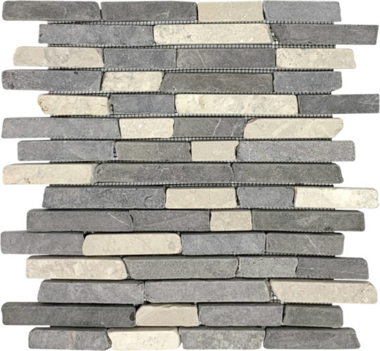 White Grey Broken Brick Marble Interlocking Mosaic | Young Interiors Flooring Center