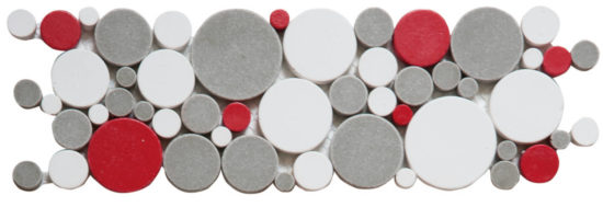 White Grey Red Penny Rounds Interlocking Border | Young Interiors Flooring Center