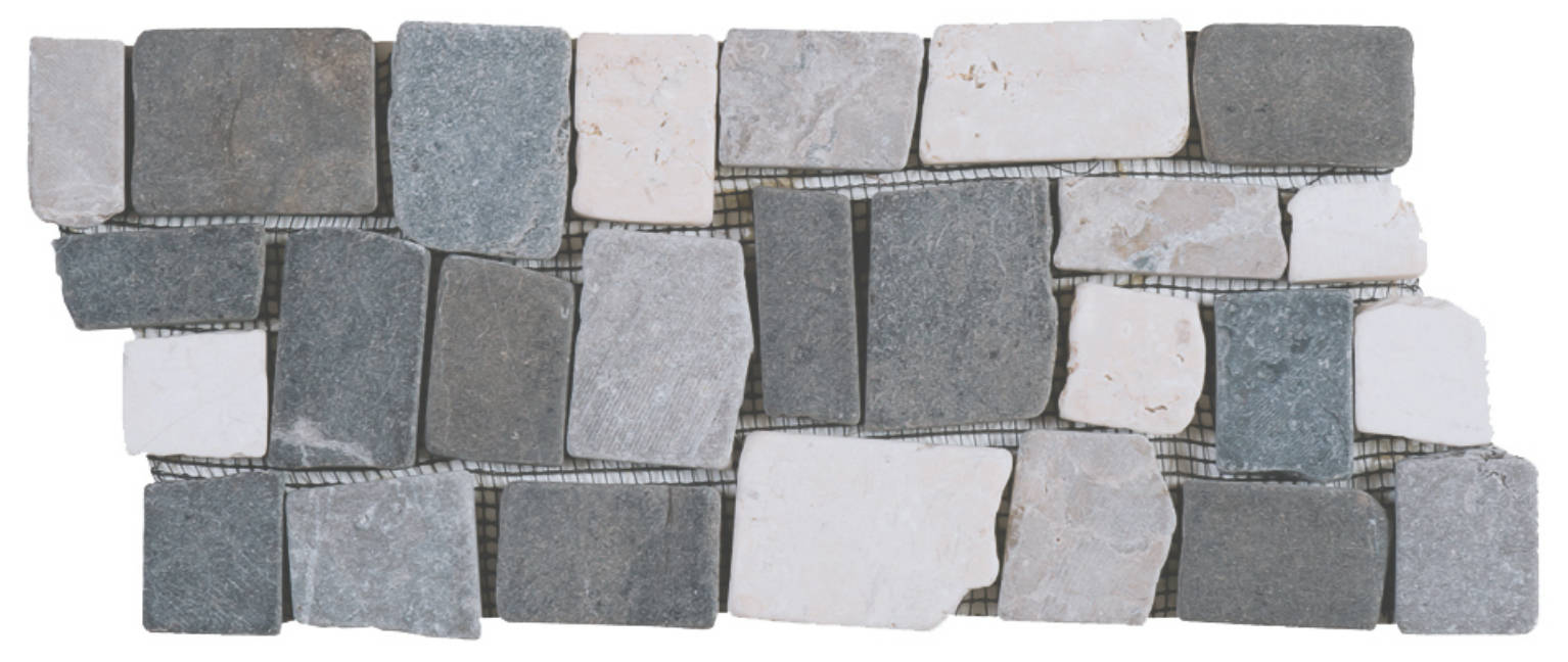 White Light & Dark Grey Cubic Marble Opus Interlocking Border | Young Interiors Flooring Center