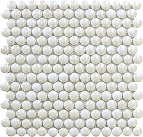 White Penny Round Pebbles Glass Mosaic | Young Interiors Flooring Center