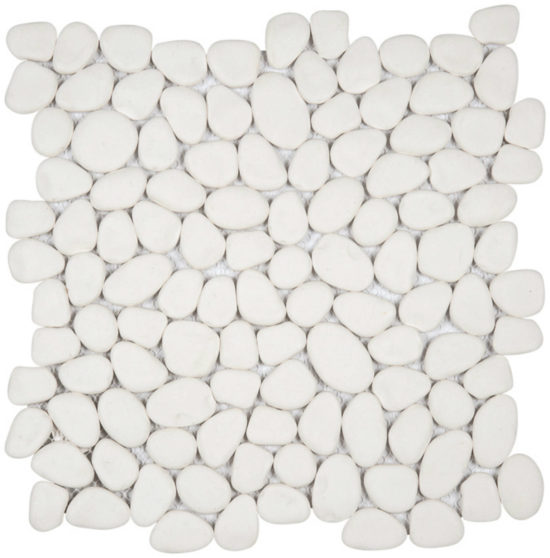 White Reconstituted Pebble Interlocking Mosaic | Young Interiors Flooring Center