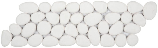 White Reconstituted Pebble Mosaic Interlocking Border | Young Interiors Flooring Center