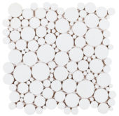White Reconstituted Round Interlocking Mosaic | Young Interiors Flooring Center