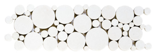 White Reconstituted Round Mosaic Interlocking Border | Young Interiors Flooring Center