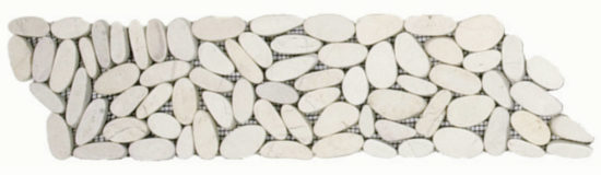 White Sliced Matte Pebble Interlocking Border | Young Interiors Flooring Center