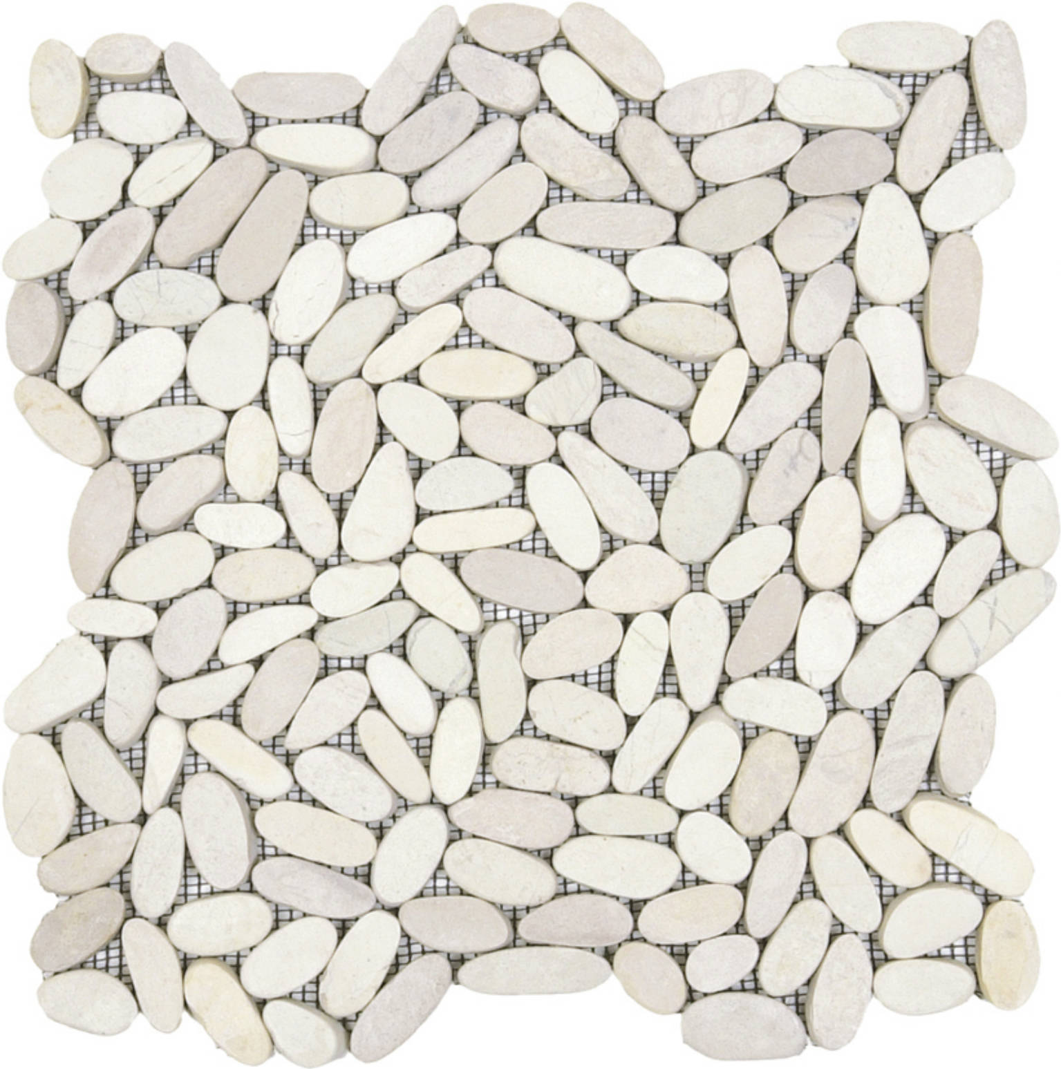 White Sliced Matte Pebble Interlocking Mosaic | Young Interiors Flooring Center