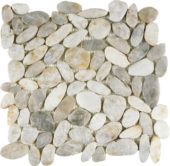 White Sliced Polished Pebble Interlocking Mosaic | Young Interiors Flooring Center