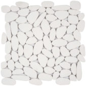 White Sliced Reconstituted Pebble Interlocking Mosaic | Young Interiors Flooring Center