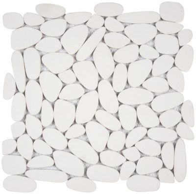 White Sliced Reconstituted Pebble Interlocking Mosaic