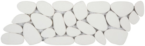 White Sliced Reconstituted Pebble Mosaic Interlocking Border | Young Interiors Flooring Center