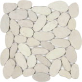 White Xl Sliced Matte Pebble Interlocking Mosaic | Young Interiors Flooring Center
