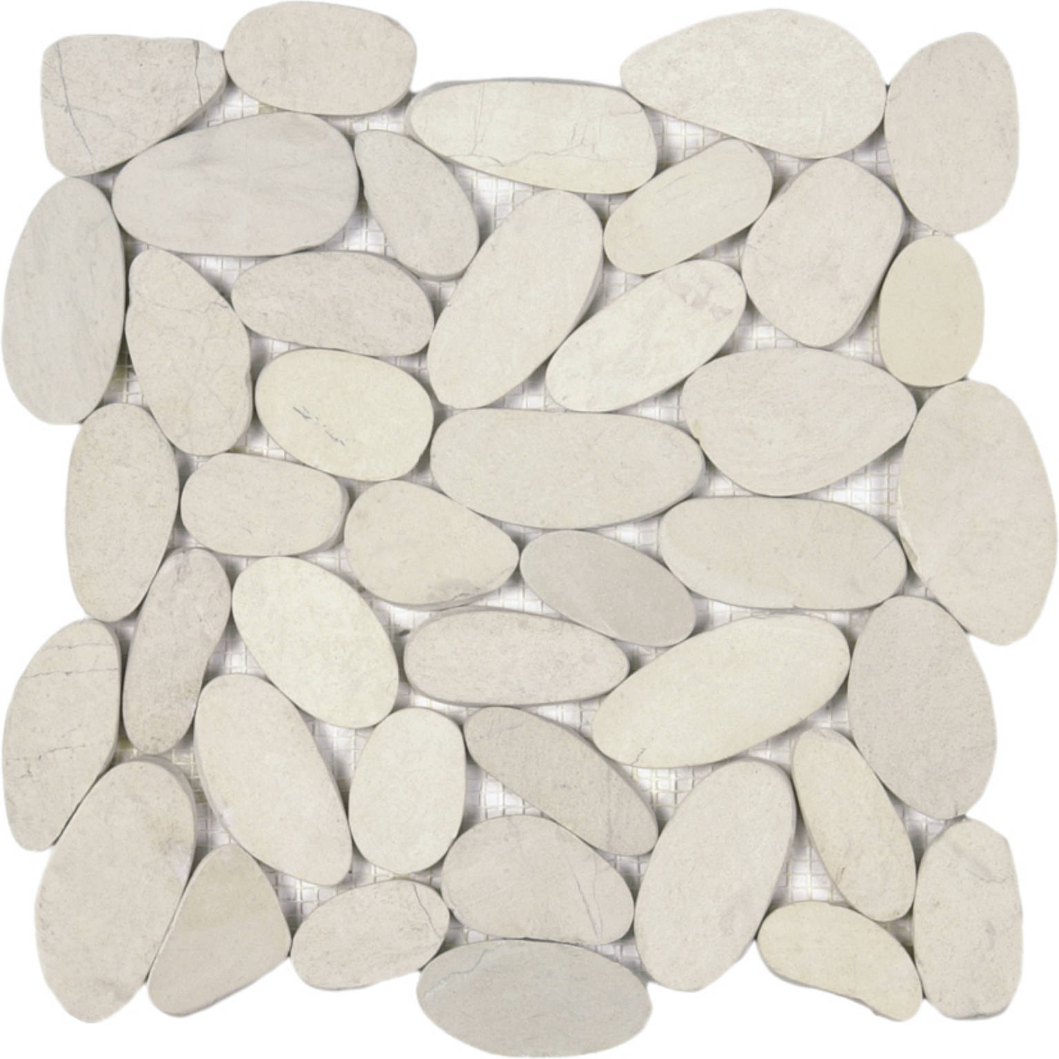 White Xl Sliced Matte Pebble Interlocking Mosaic | Young Interiors Flooring Center