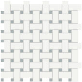 White w/Cloud Blue Matte Basketweave Mosaic | Young Interiors Flooring Center