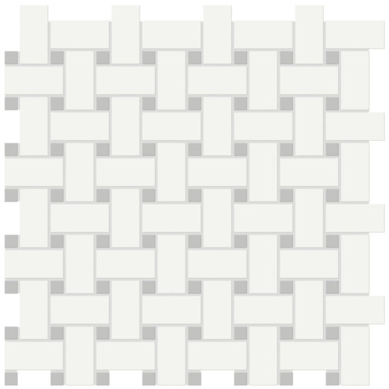 White w/Loft Grey Matte Basketweave Mosaic | Young Interiors Flooring Center