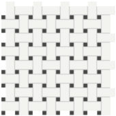 White w/Retro Black Matte Basketweave Mosaic | Young Interiors Flooring Center