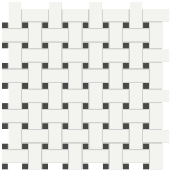 White w/Retro Black Matte Basketweave Mosaic | Young Interiors Flooring Center