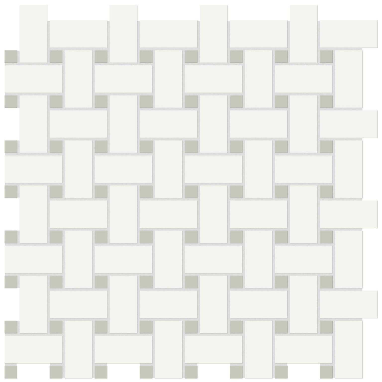 White w/Soft Sage Matte Basketweave Mosaic | Young Interiors Flooring Center