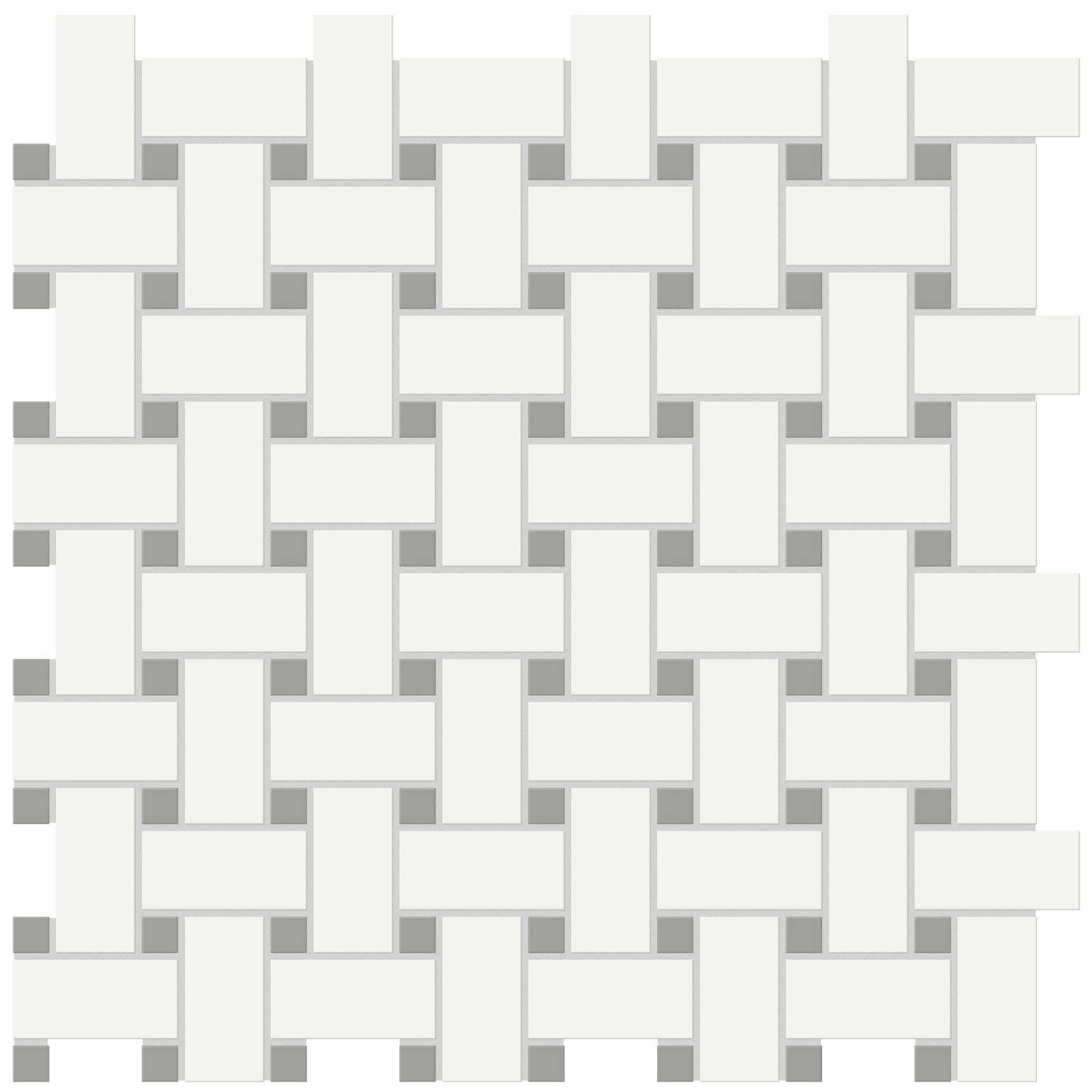 White w/Taupe Matte Basketweave Mosaic | Young Interiors Flooring Center