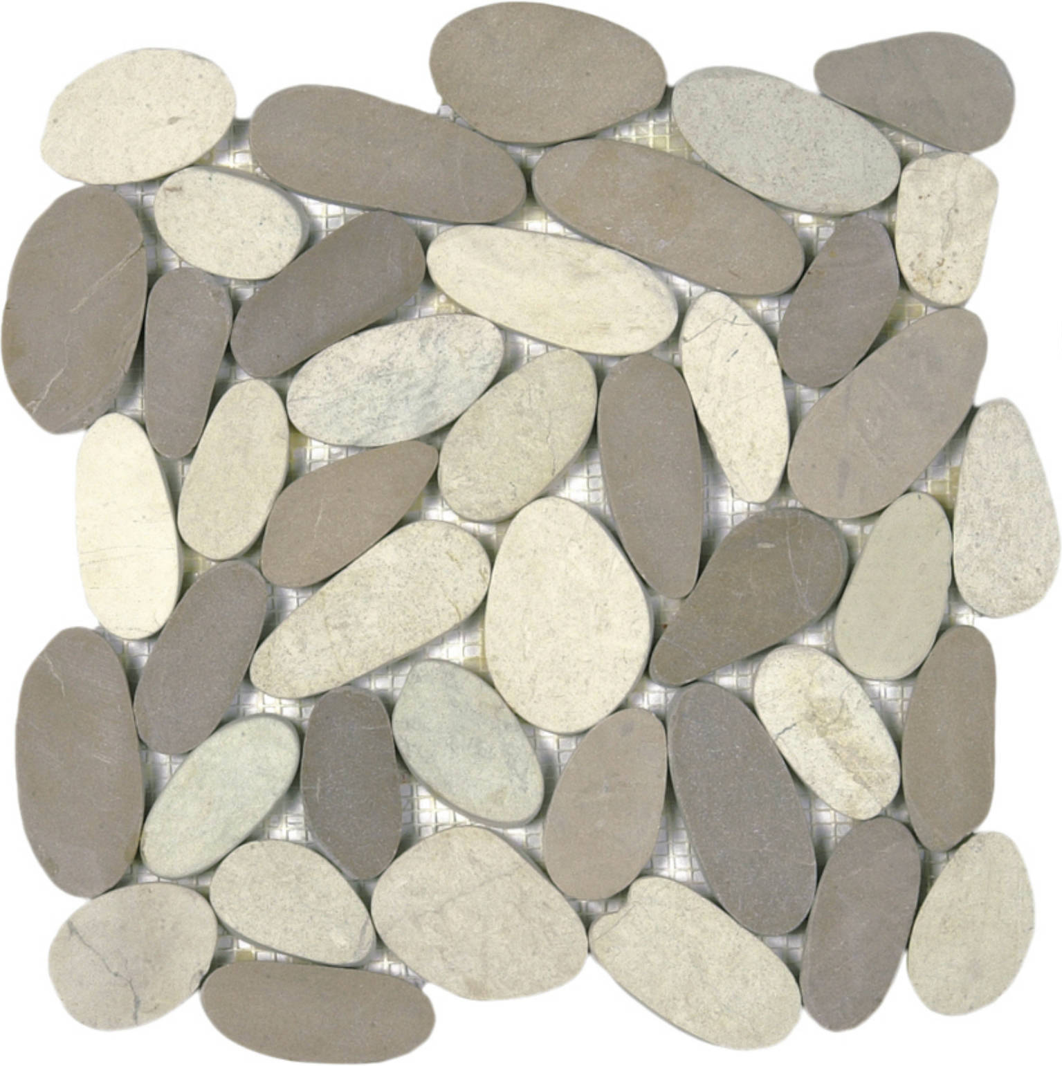 White/Beige Xl Sliced Matte Pebble Interlocking | Young Interiors Flooring Center