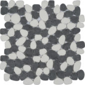 White&Black Reconstituted Pebble Interlocking Mosaic | Young Interiors Flooring Center