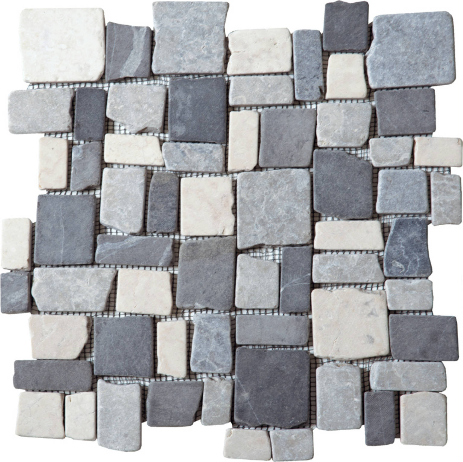 White/L.grey/D.grey Cubic Marble Opus Interlocking Mosaic | Young Interiors Flooring Center