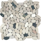 White/Pink/Beige/Black Sliced Matte Pebble Interlocking Mosaic | Young Interiors Flooring Center