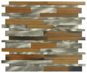 Wood / Silver Aluminum Baguette Interlocking Mosaic | Young Interiors Flooring Center