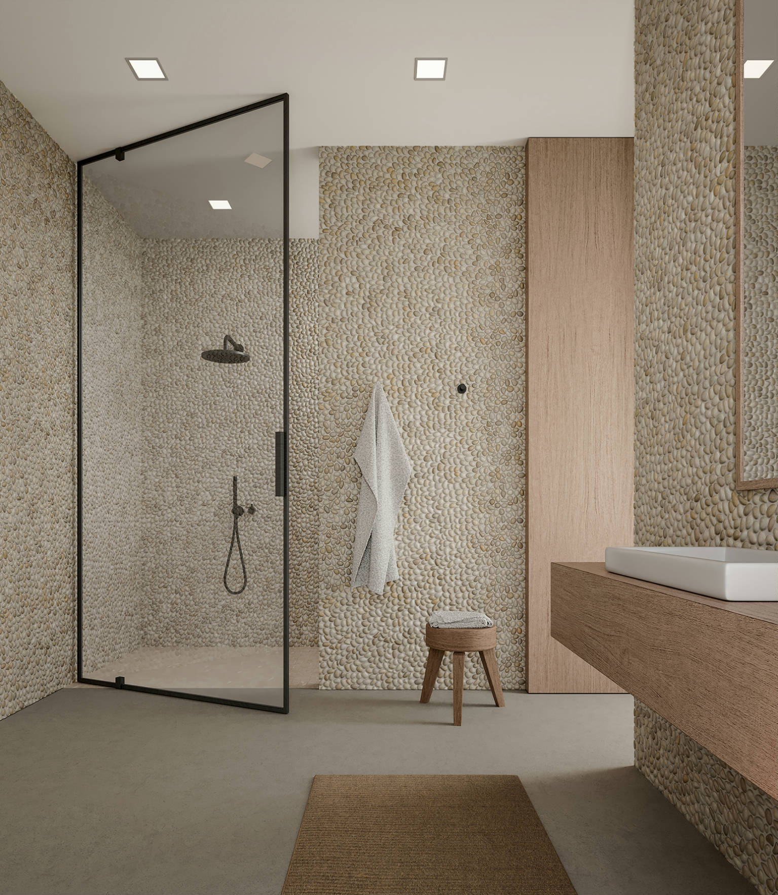 Zen Fiji Cream Natural Pebble Matte Mosaic | Young Interiors Flooring Center