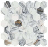Royal Stoneworks 2" Regal White Vein Hex | Young Interiors Flooring Center